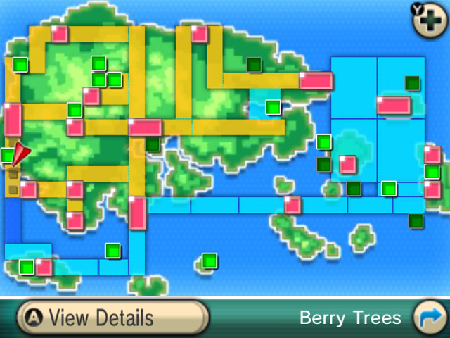 The gray dots indicate the location of your Berry trees / Pokémon ORAS