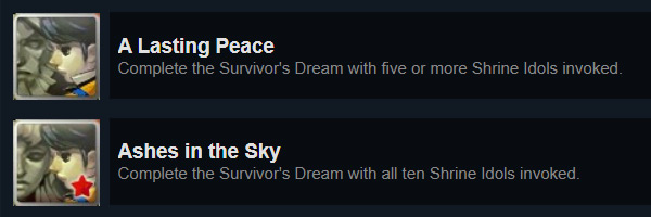 The two achievements earned after completing the Survivor’s Dream / Bastion