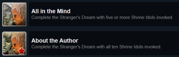 The achievements acquired after beating the Stranger’s Dream / Bastion