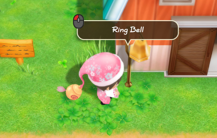 The farmer rings the barn bell. / Story of Seasons: Friends of Mineral Town
