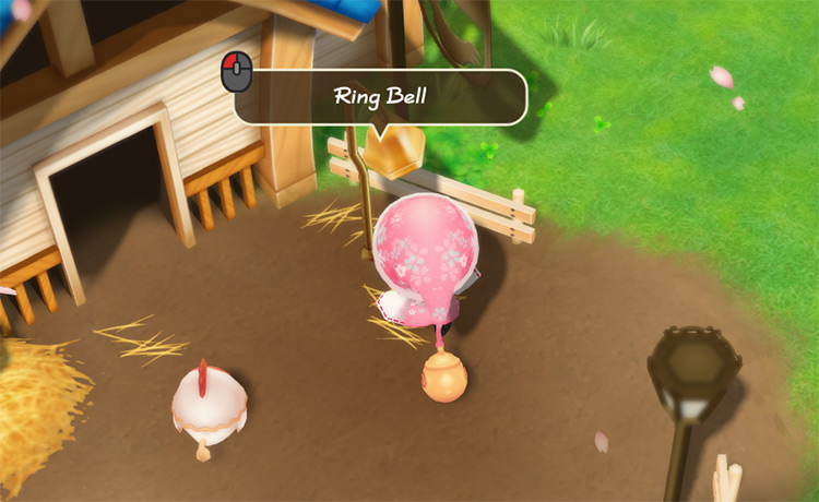 The farmer rings the coop bell. / Story of Seasons: Friends of Mineral Town