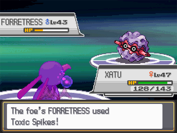 Forretress setting up Toxic Spikes. / Pokémon HeartGold