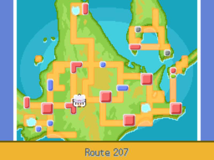 TM02 Dragon Claw’s location on the Town Map. / Pokémon Platinum