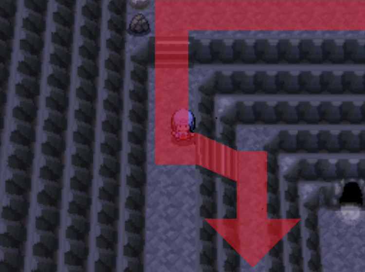 Descending two staircases and continuing south. / Pokémon Platinum
