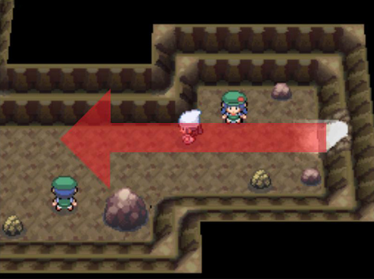 Moving west inside the Oreburgh Gate caverns. / Pokémon Platinum