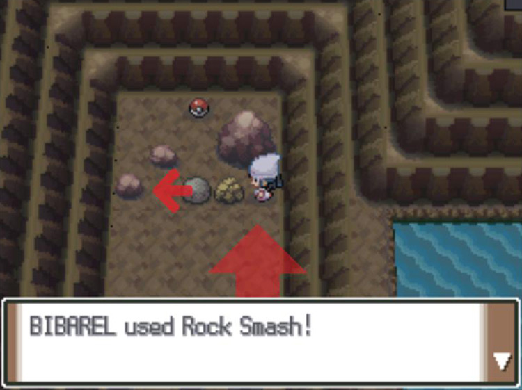 Removing the rocks and boulders with Hidden Moves. / Pokémon Platinum