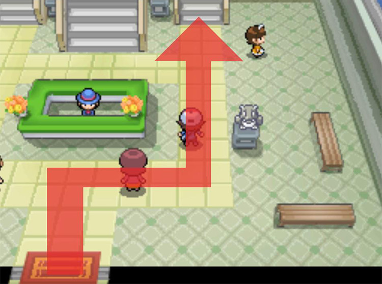 Head up the small staircase to the right. / Pokémon Black and White