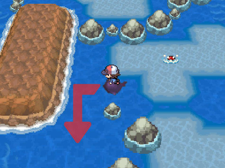 Head south at the large rock formation. / Pokémon Black and White