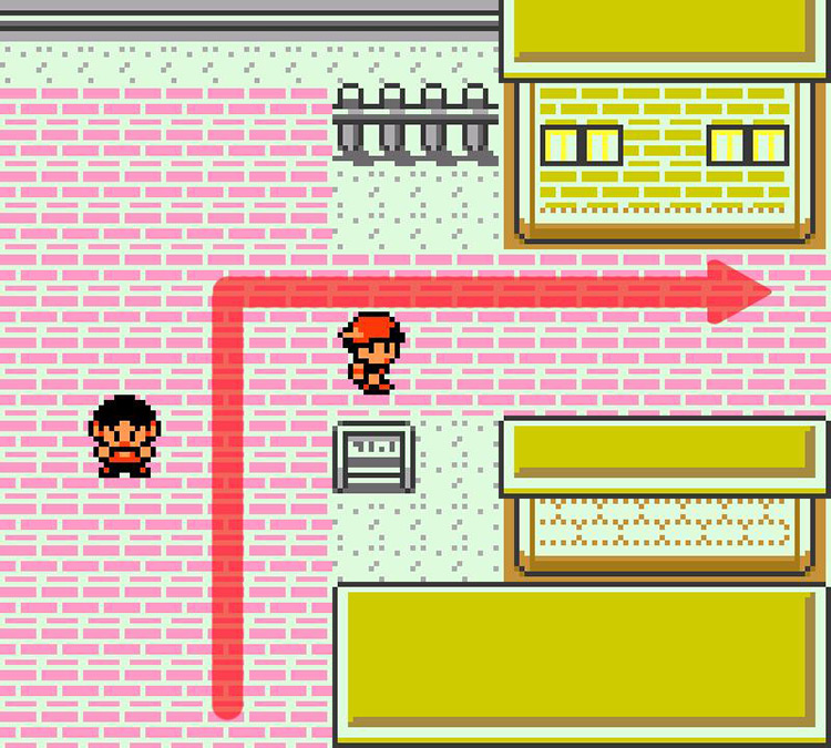 Once you see this signpost, follow the path to the right / Pokémon Crystal