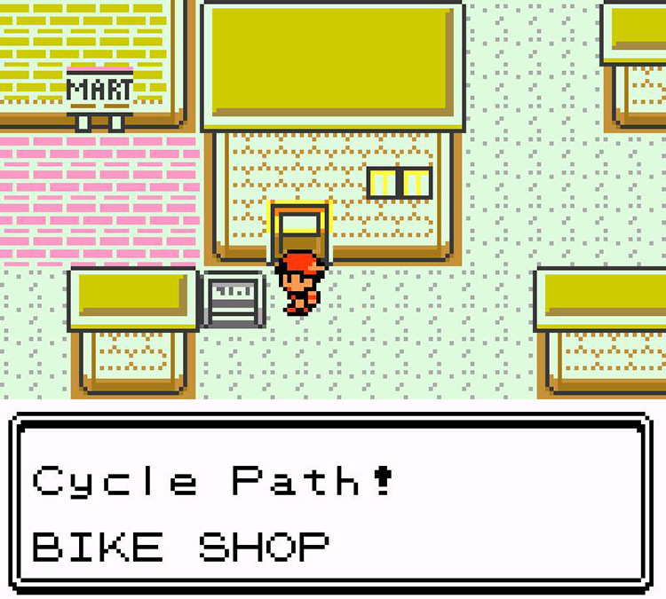 The Bike Shop is located at the dead end of the path you were following / Pokémon Crystal