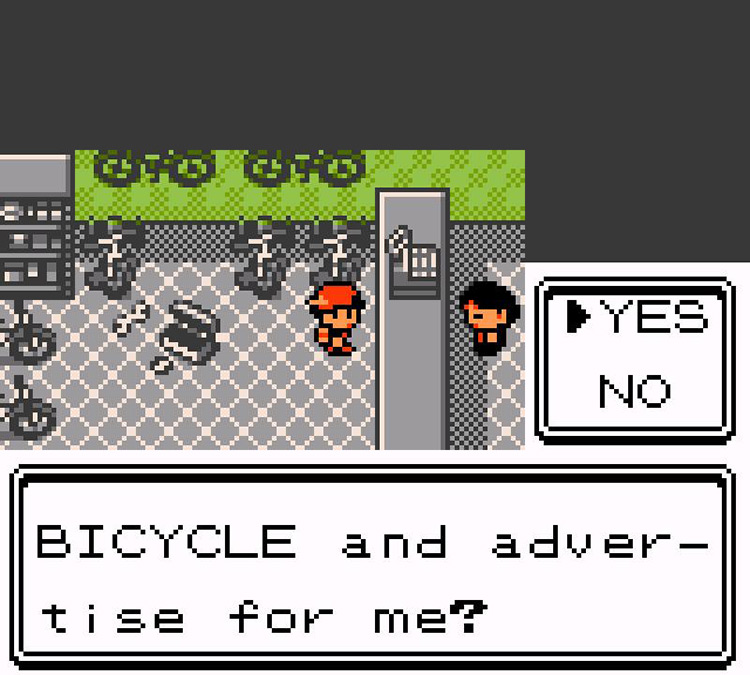 Inside the Bike Shop, talk to the shop owner and he’ll give you a Bicycle / Pokémon Crystal