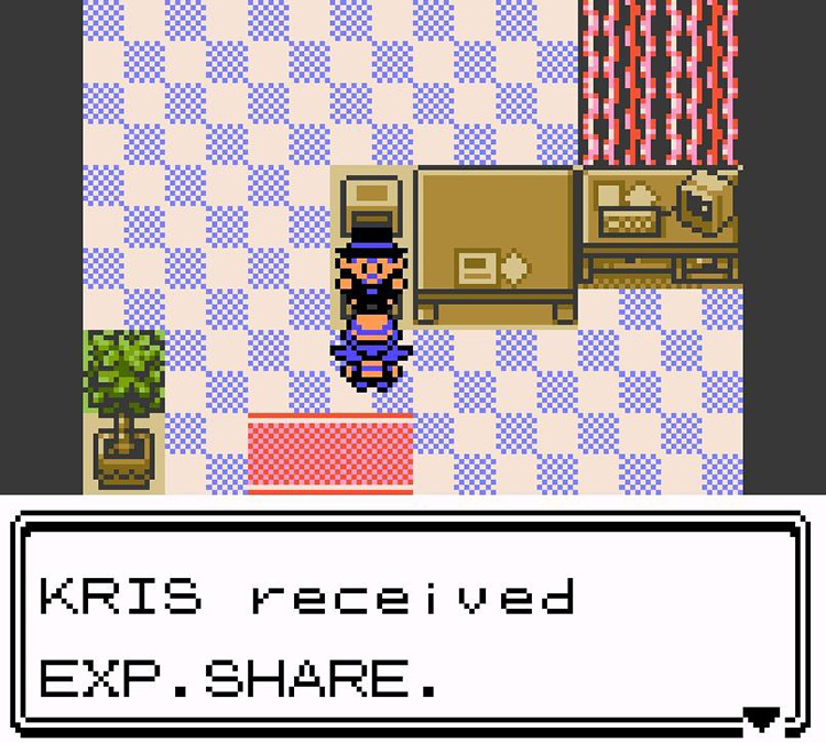 Receiving the Exp. Share from Mr. Pokémon. / Pokémon Crystal