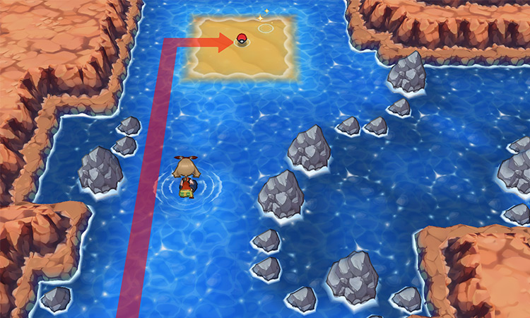 The Blue Shard’s exact location on Route 124 / Pokémon Omega Ruby and Alpha Sapphire