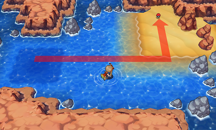 The Yellow Shard’s exact location on Route 124 / Pokémon Omega Ruby and Alpha Sapphire