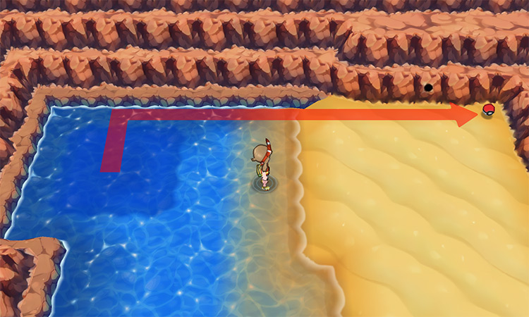 The Green Shard’s exact location on Route 126 / Pokémon Omega Ruby and Alpha Sapphire