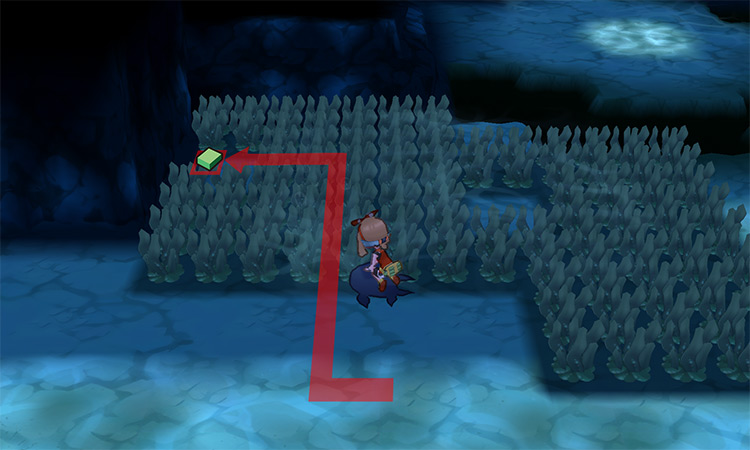 The Green Shard’s exact location on Route 130 / Pokémon Omega Ruby and Alpha Sapphire