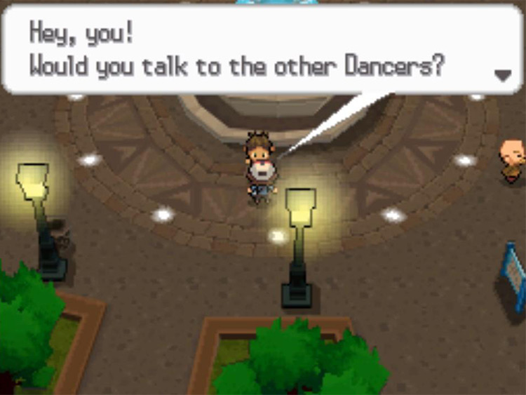 The first dancer will ask you to find the other two dancers. / Pokémon Black and White