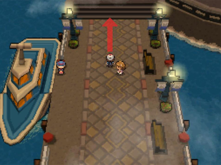 Exit the pier onto the main street. / Pokémon Black and White