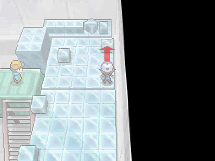 Slide to the block of ice north of the wall. / Pokémon Black and White