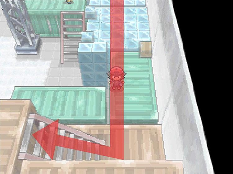 Climb the stairs south of the ice. / Pokémon Black and White