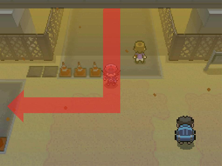 Continue south under the overpass and turn left onto the next road. / Pokémon Black and White
