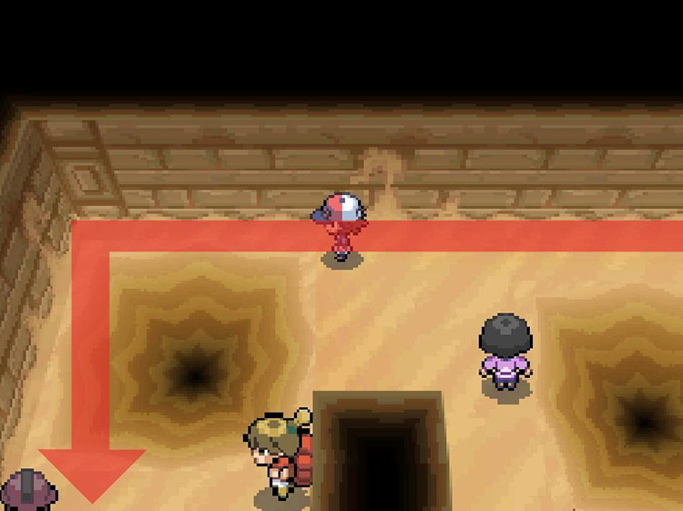 Pass the second sand trap and turn south. / Pokémon Black and White