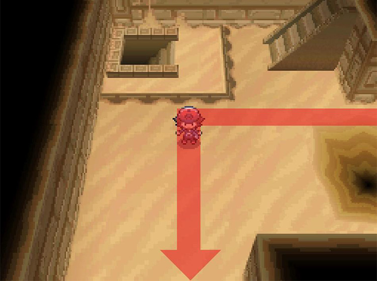 Turn south past the sand trap. / Pokémon Black and White