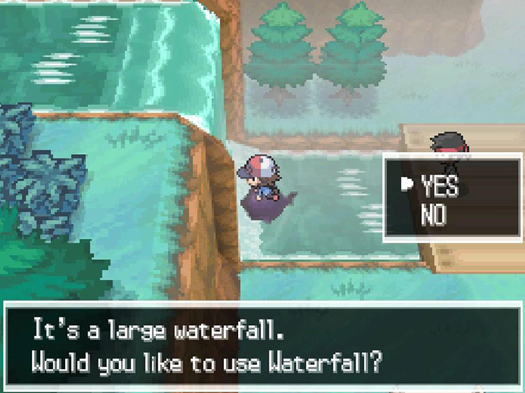 Use Waterfall to climb the cliff. / Pokémon Black and White