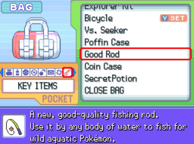 In-game description for the Good Rod / Pokémon Platinum