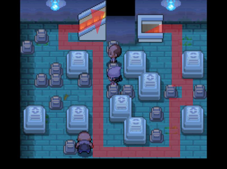 Moving through the cleared third floor of Lost Tower / Pokémon Platinum
