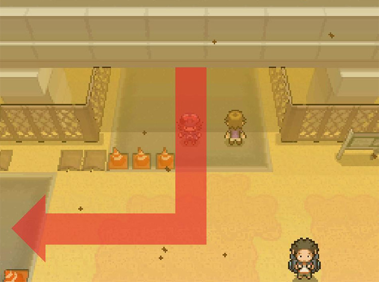 Continue south under the overpass and turn west onto the road. / Pokémon Black and White
