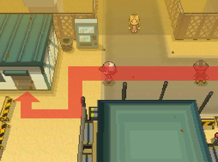 Enter the building at the end of the road. / Pokémon Black and White