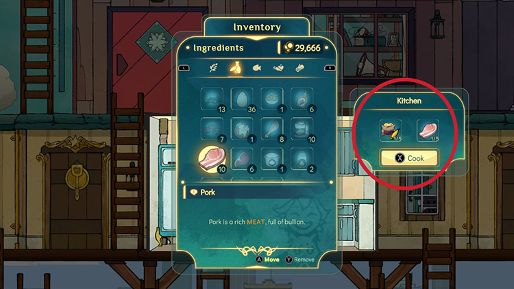 You can cook up to five corndogs in the kitchen at a time. / Spiritfarer