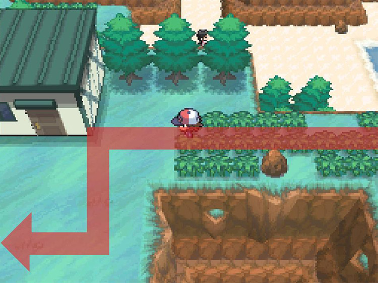 Veer southwest past the house directly ahead. / Pokémon Black and White