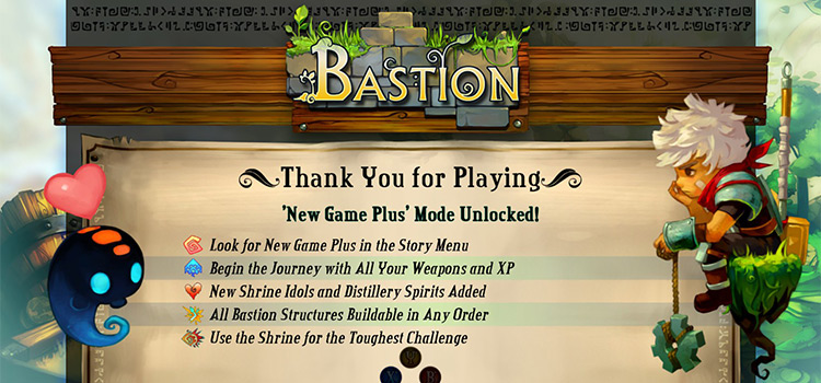 Unlocking new game plus mode in Bastion