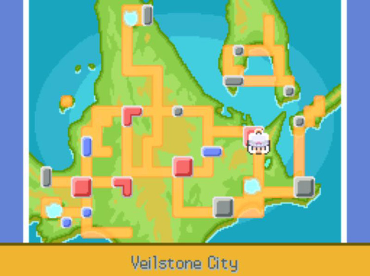 Silk Scarf’s location on the Town Map / Pokémon Platinum