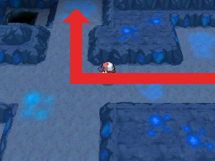 Head north at the cave’s four-way intersection. / Pokémon Black and White