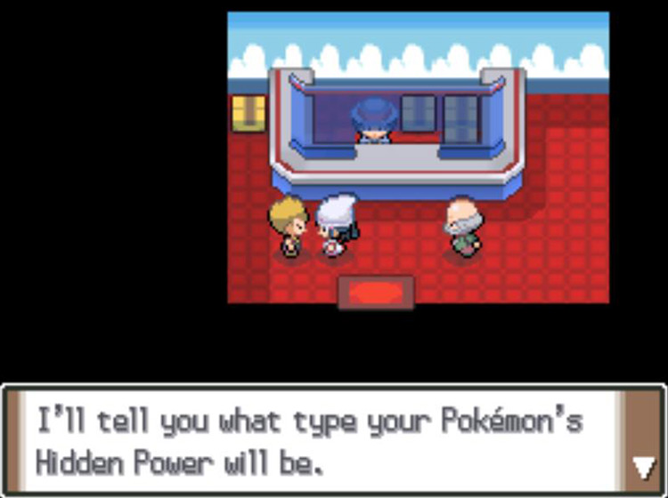 Speaking to the man who reveals Hidden Power types / Pokémon Platinum