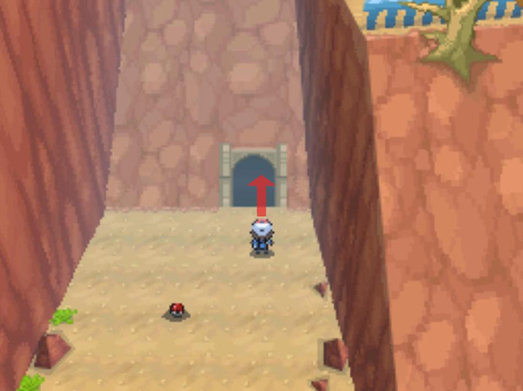 Enter the door at the bottom of the cliff face. / Pokémon Black and White