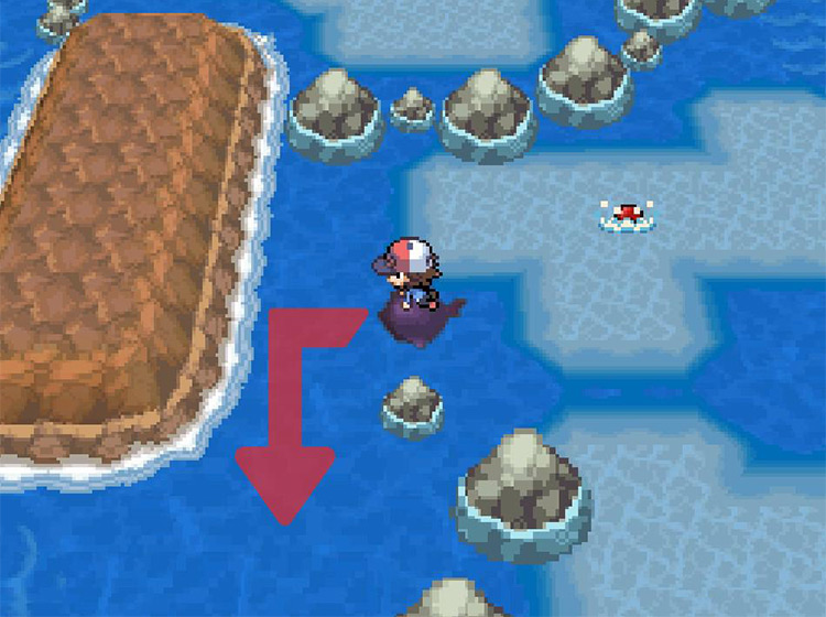 Head south at the large rock column. / Pokémon Black and White