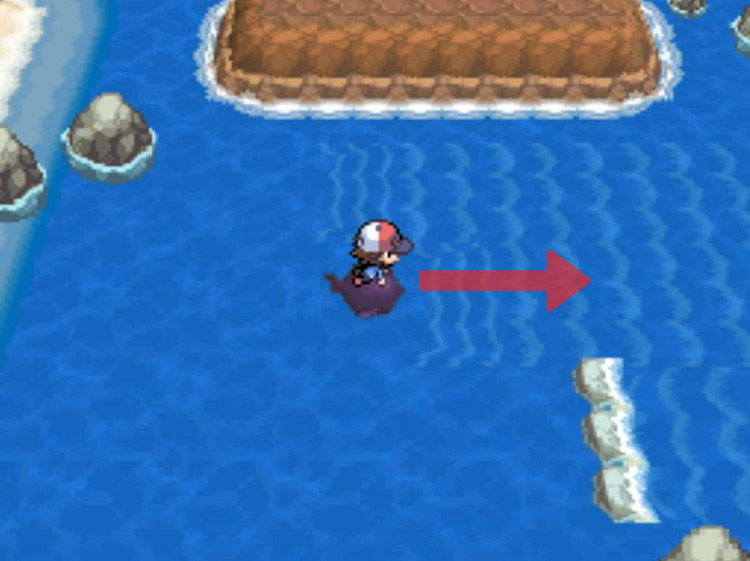 Take the current directly ahead and let it automatically carry you across the ocean. / Pokémon Black and White