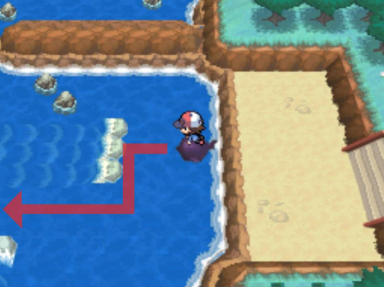 Surf on the path under the current. / Pokémon Black and White