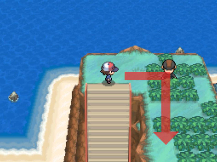 Head south from the top of the stairs. / Pokémon Black and White