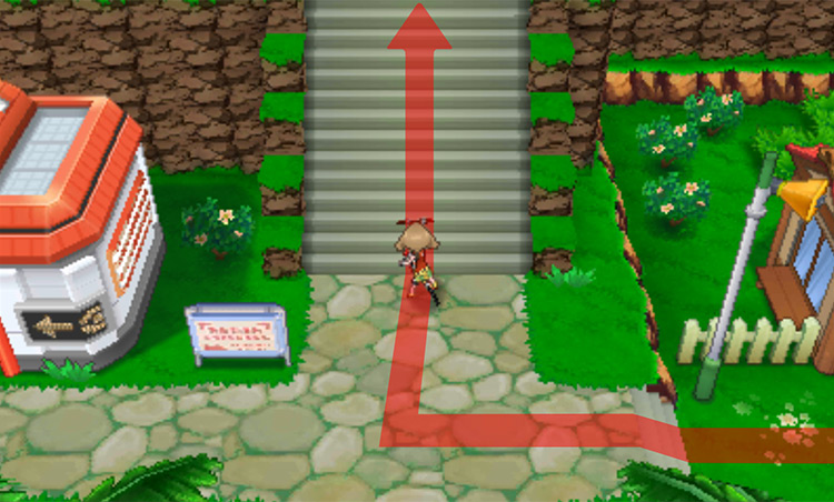A staircase near the Pokémon Center / Pokémon Omega Ruby and Alpha Sapphire