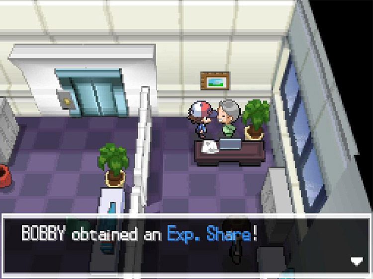 Getting an EXP Share in the Battle Company. / Pokémon Black and White
