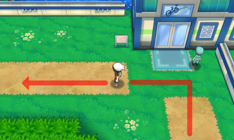Taking the left turn in front of the cycling road. / Pokémon Omega Ruby and Alpha Sapphire