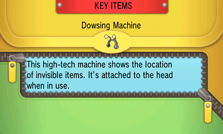 Dowsing Machine item description. / Pokémon Omega Ruby and Alpha Sapphire