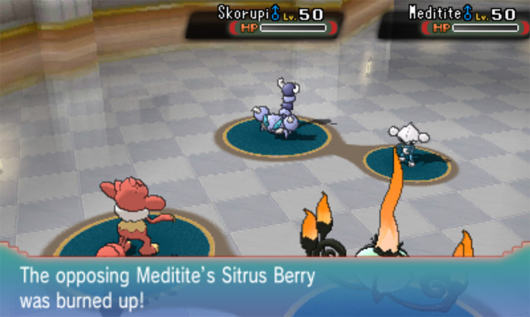 Burning up a berry in a Double Battle / Pokémon Omega Ruby and Alpha Sapphire