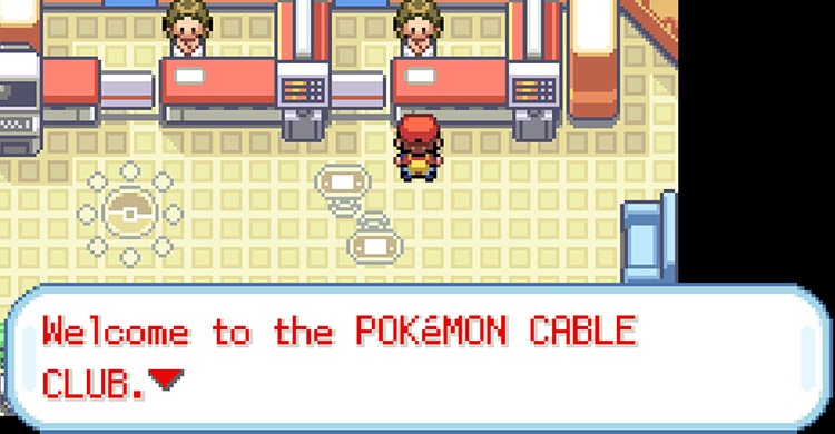 Talking to the Pokémon Cable Club attendant / Pokémon FRLG