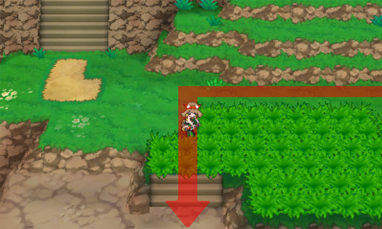 Near the stairs that lead to the summit / Pokémon Omega Ruby and Alpha Sapphire